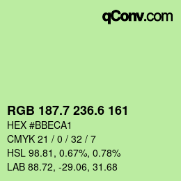 カラーコード: RGB 187.7 236.6 161 | qconv.com