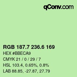 カラーコード: RGB 187.7 236.6 169 | qconv.com