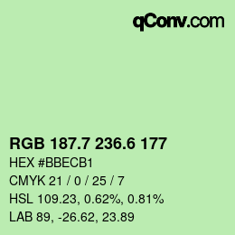 カラーコード: RGB 187.7 236.6 177 | qconv.com
