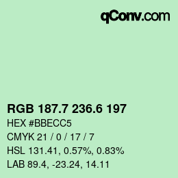 カラーコード: RGB 187.7 236.6 197 | qconv.com