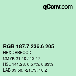 カラーコード: RGB 187.7 236.6 205 | qconv.com