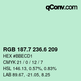 カラーコード: RGB 187.7 236.6 209 | qconv.com