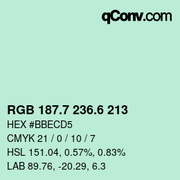 カラーコード: RGB 187.7 236.6 213 | qconv.com