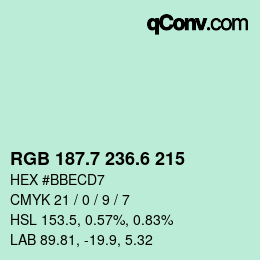 カラーコード: RGB 187.7 236.6 215 | qconv.com