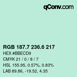 カラーコード: RGB 187.7 236.6 217 | qconv.com