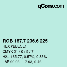 カラーコード: RGB 187.7 236.6 225 | qconv.com