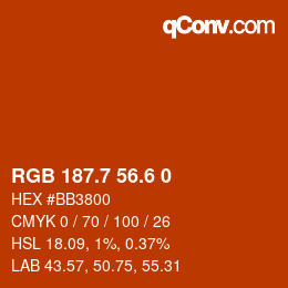 カラーコード: RGB 187.7 56.6 0 | qconv.com