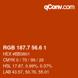 カラーコード: RGB 187.7 56.6 1 | qconv.com