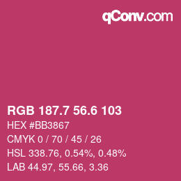 カラーコード: RGB 187.7 56.6 103 | qconv.com