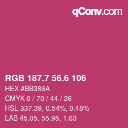 カラーコード: RGB 187.7 56.6 106 | qconv.com