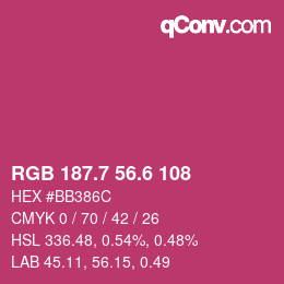 カラーコード: RGB 187.7 56.6 108 | qconv.com
