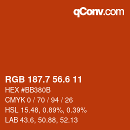 カラーコード: RGB 187.7 56.6 11 | qconv.com