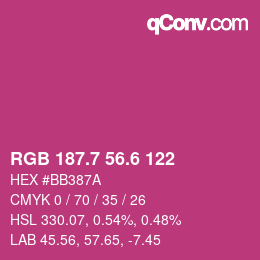 カラーコード: RGB 187.7 56.6 122 | qconv.com