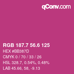 カラーコード: RGB 187.7 56.6 125 | qconv.com