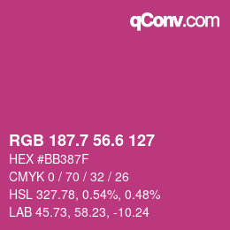 カラーコード: RGB 187.7 56.6 127 | qconv.com