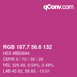 カラーコード: RGB 187.7 56.6 132 | qconv.com