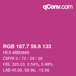 カラーコード: RGB 187.7 56.6 133 | qconv.com