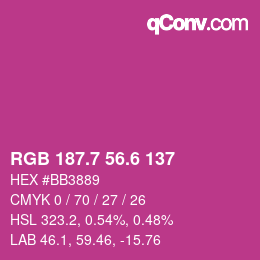 カラーコード: RGB 187.7 56.6 137 | qconv.com
