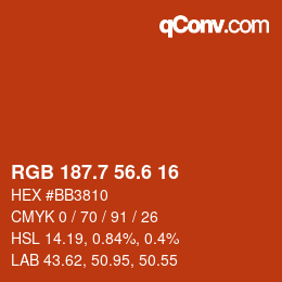 カラーコード: RGB 187.7 56.6 16 | qconv.com