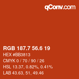 カラーコード: RGB 187.7 56.6 19 | qconv.com