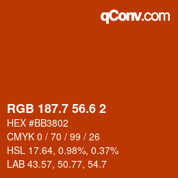カラーコード: RGB 187.7 56.6 2 | qconv.com