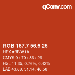 カラーコード: RGB 187.7 56.6 26 | qconv.com