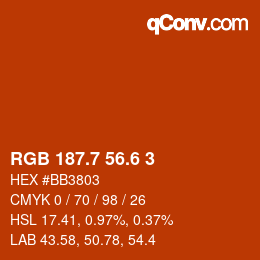 カラーコード: RGB 187.7 56.6 3 | qconv.com