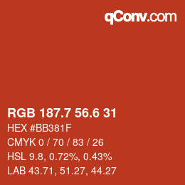 カラーコード: RGB 187.7 56.6 31 | qconv.com