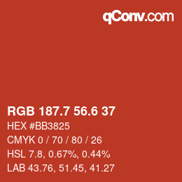 カラーコード: RGB 187.7 56.6 37 | qconv.com