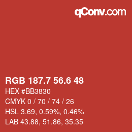 カラーコード: RGB 187.7 56.6 48 | qconv.com
