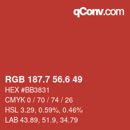 カラーコード: RGB 187.7 56.6 49 | qconv.com