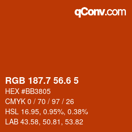 カラーコード: RGB 187.7 56.6 5 | qconv.com