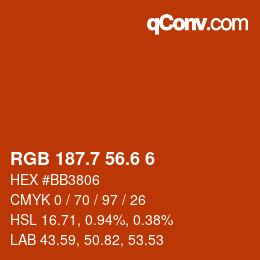 カラーコード: RGB 187.7 56.6 6 | qconv.com