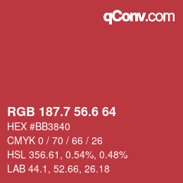 カラーコード: RGB 187.7 56.6 64 | qconv.com