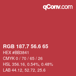 カラーコード: RGB 187.7 56.6 65 | qconv.com