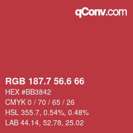 カラーコード: RGB 187.7 56.6 66 | qconv.com