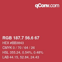 カラーコード: RGB 187.7 56.6 67 | qconv.com