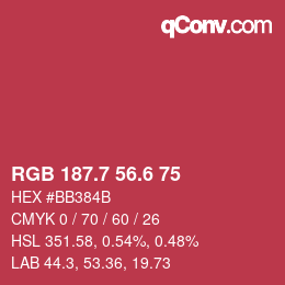 カラーコード: RGB 187.7 56.6 75 | qconv.com