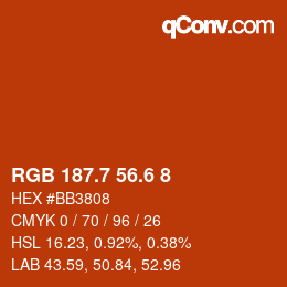 カラーコード: RGB 187.7 56.6 8 | qconv.com