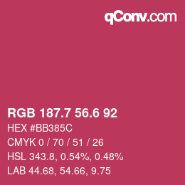 カラーコード: RGB 187.7 56.6 92 | qconv.com