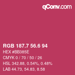 カラーコード: RGB 187.7 56.6 94 | qconv.com