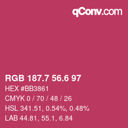 カラーコード: RGB 187.7 56.6 97 | qconv.com