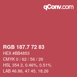 カラーコード: RGB 187.7 72 83 | qconv.com