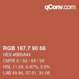 カラーコード: RGB 187.7 90 68 | qconv.com
