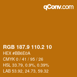 カラーコード: RGB 187.9 110.2 10 | qconv.com