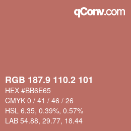 Color code: RGB 187.9 110.2 101 | qconv.com