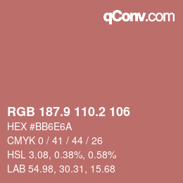 Color code: RGB 187.9 110.2 106 | qconv.com