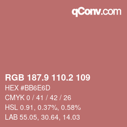 Color code: RGB 187.9 110.2 109 | qconv.com