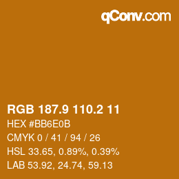 Color code: RGB 187.9 110.2 11 | qconv.com