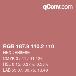 Color code: RGB 187.9 110.2 110 | qconv.com